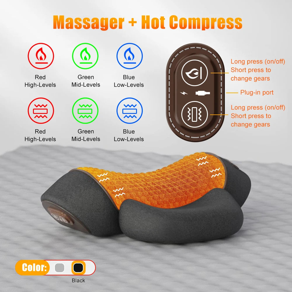 Almohada Cervical Eléctrica Con Calor Y Vibración