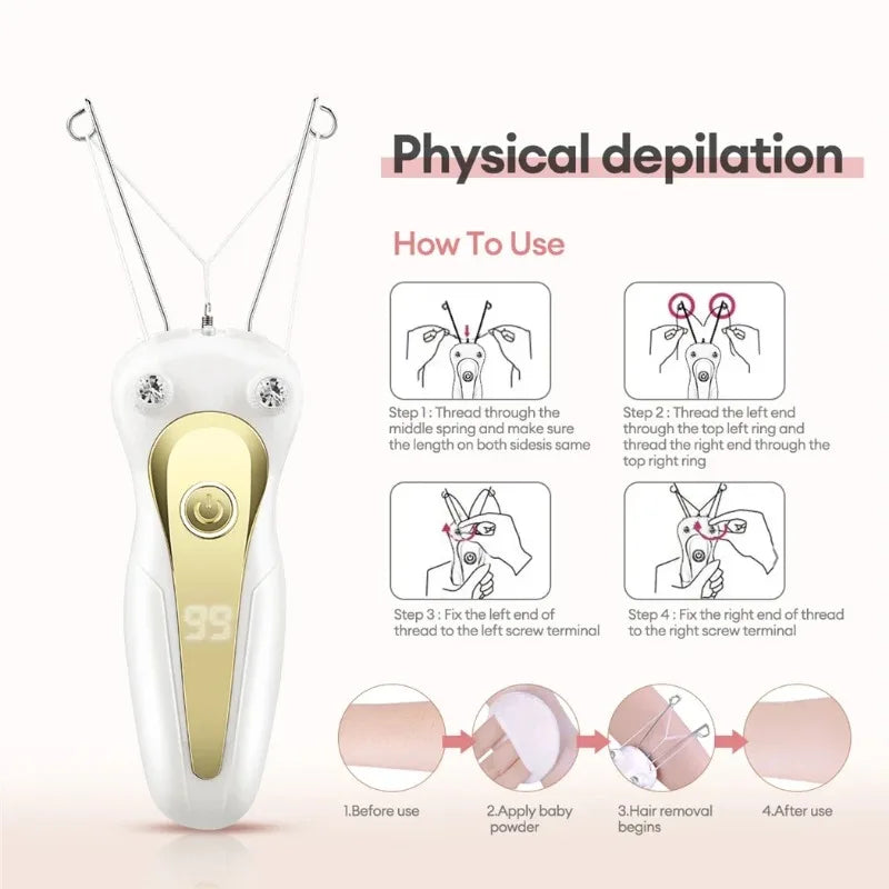 Depilador Facial Eléctrico Con Pantalla LCD