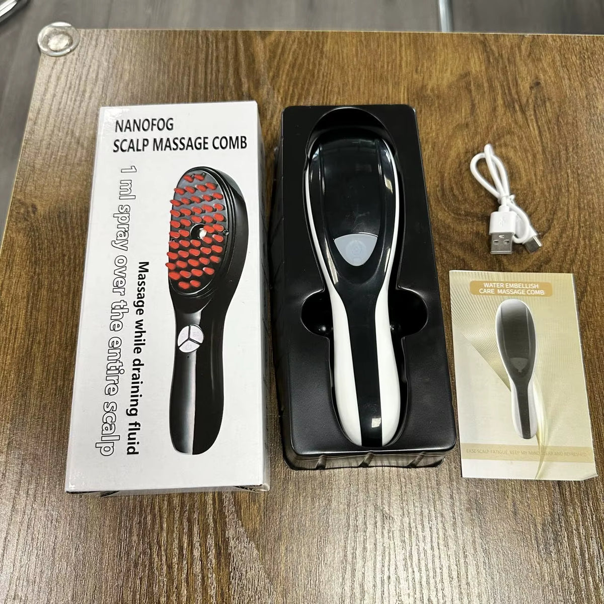 Peine Masajeador Capilar Con Vibración Y LED