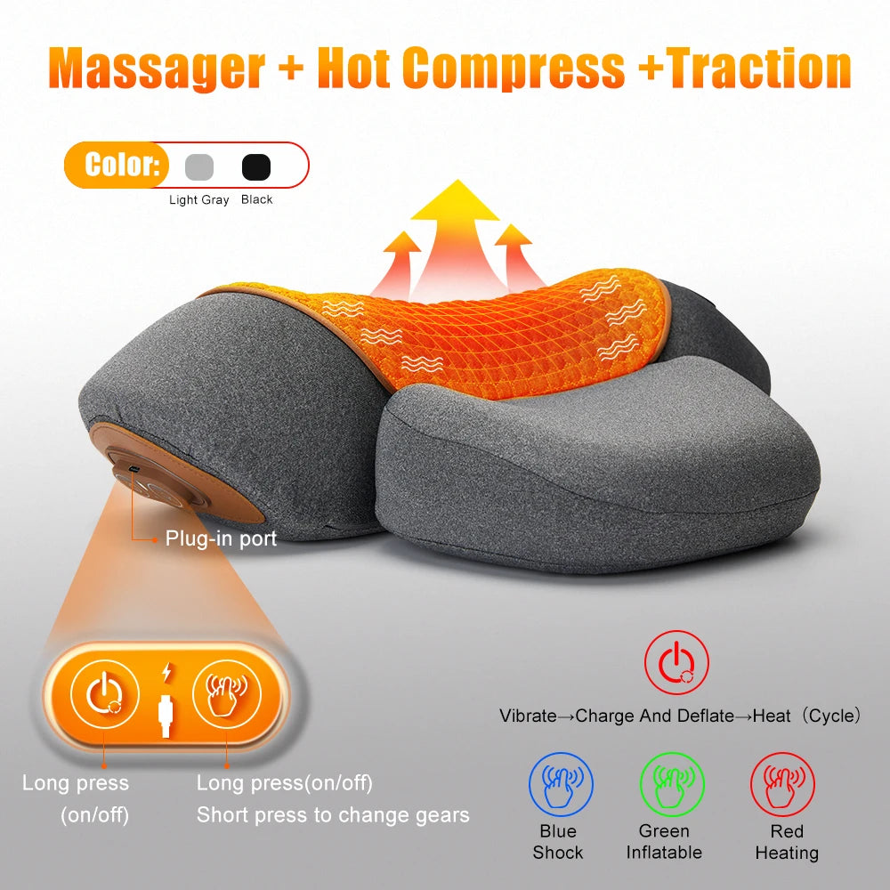 Almohada Cervical Eléctrica Con Calor Y Vibración